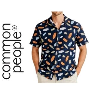 Common People Contour All Over Geometric Print Short Sleeve Shirt